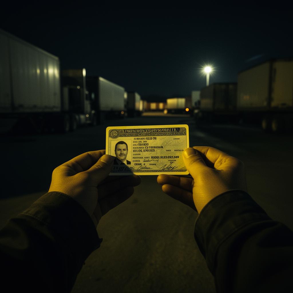 Driver presenting CDL at verification checkpoint